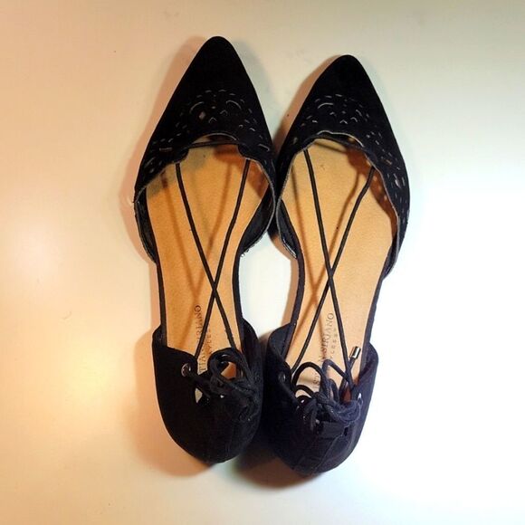 CHRISTIAN SIRIANO SUEDE LACE UP CUT OUT POINTED TOE FLAT SHOE - Picture 7 of 16